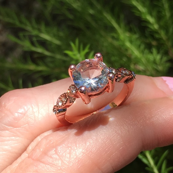 14k rose gold ring wedding diamond - Picture 3 of 8